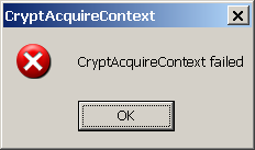 CryptAcquireContext failed